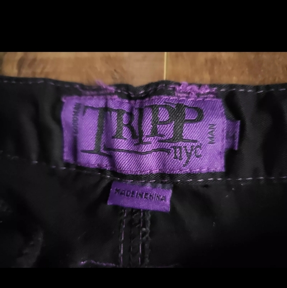 Tripp NYC Pants Size M, Black & Purple Skull & Dagger - Punk Goth Grunge Y2K - Picture 8 of 9